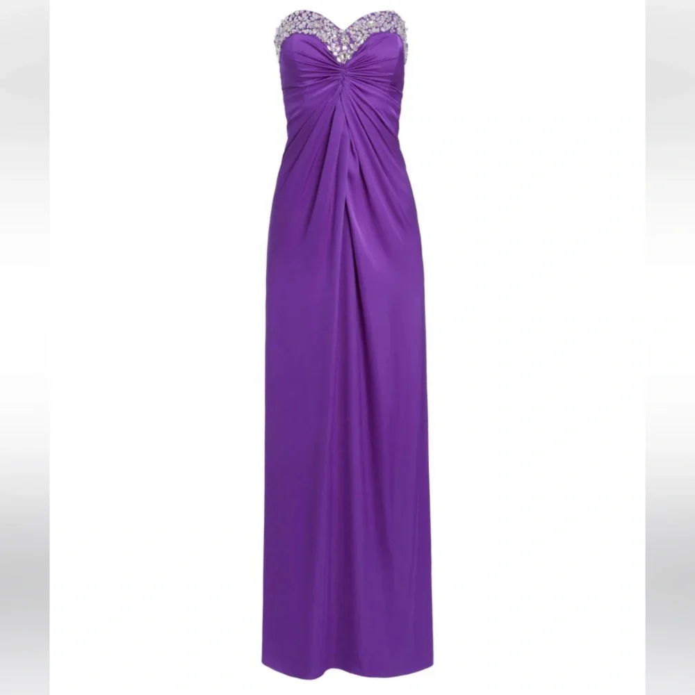 PatBO Strapless Purple Evening Gown with Beaded Sweetheart Neckline - Picture 13 of 13